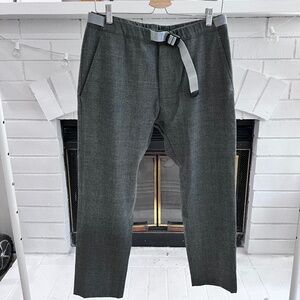 Is-ness Japan Belted Tuck Houndstooth Plaid Trousers